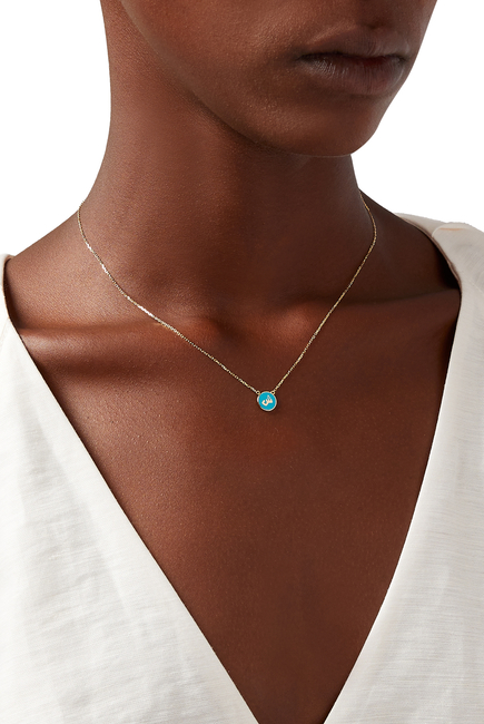 Mina "SH" Turquoise Enamel Necklace